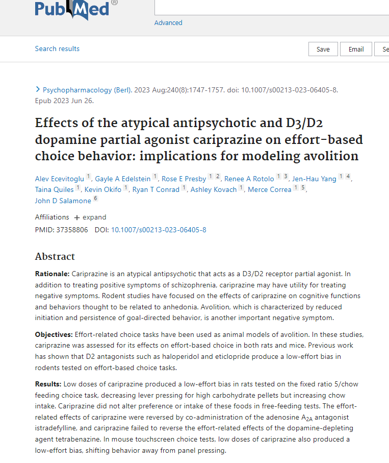 UConnPSYC's tweet photo. Brag board! See the paper focusing on Vraylar's effect on effort based choice behavior from Salamone Lab: https://t.co/Nx3ujEoZea