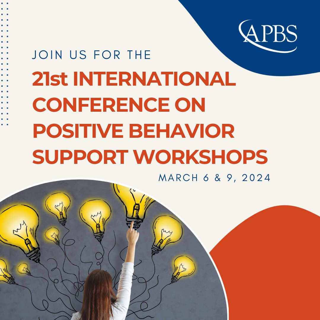 theAPBS's tweet image. Planning to join us early at the 21st International Conference on Positive Behavior Support? On Wednesday, March 6th, we are offering a series of workshops touching on many PBS-related topics!

Check out the offerings here: apbs.org/conference/fea…

#APBSConference