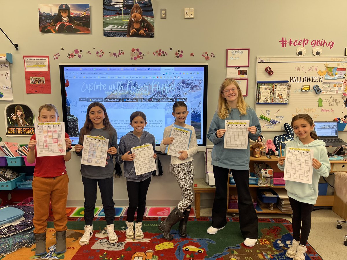 Playing Explorer BINGO as we follow along with <a href="/missklipfel/">Klipfel & Kids</a> as she explores #patagonia with <a href="/NatGeoEducation/">Nat Geo Education</a> &amp; <a href="/LindbladExp/">Lindblad Expeditions</a> <a href="/HoweManningTTU/">Howe Manning Elementary School</a>