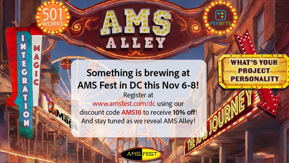 Ready to demystify your journey towards a new AMS? Come to AMS Fest in DC next week and join us and <a href="/perbyte/">PerByte, Inc.</a> at AMS Alley! There's still time to register! Use discount code AMS10 for 10% off! amsfest.com/dc/ #501works #associations
#associationmanagement <a href="/TRENDStweets/">Association TRENDS</a>