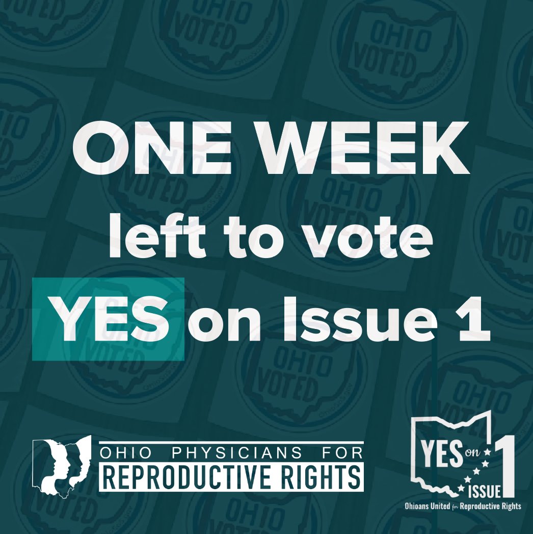 ONE WEEK LEFT! Can you text three friends and ask what their voting plan is? Vote Yes on Issue 1 to stop Ohio’s extreme abortion ban and put families — not government — back in charge of personal decisions.