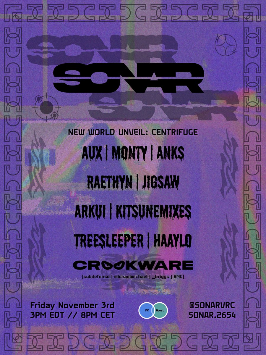 We are incredibly excited to announce our biggest event yet! 13 DJs, an IRL b2b2b2b, a brand new quest optimized @LlamaHatVR world, Calibrate dancers, and dedicated VJs. Help us celebrate our growing membership and break in our new venue; Centrifuge! Join us this Friday night.