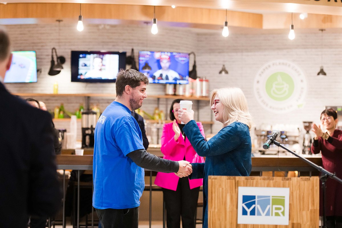yvrairport's tweet photo. Paper Planes Café takes flight! ✈️

This new spot was created in partnership with @pacificautism to support local food and beverage offerings at YVR, but also create a training space for its staff — made up of a diverse group of individuals from the neurodiverse community. https://t.co/yOpAVAGdti