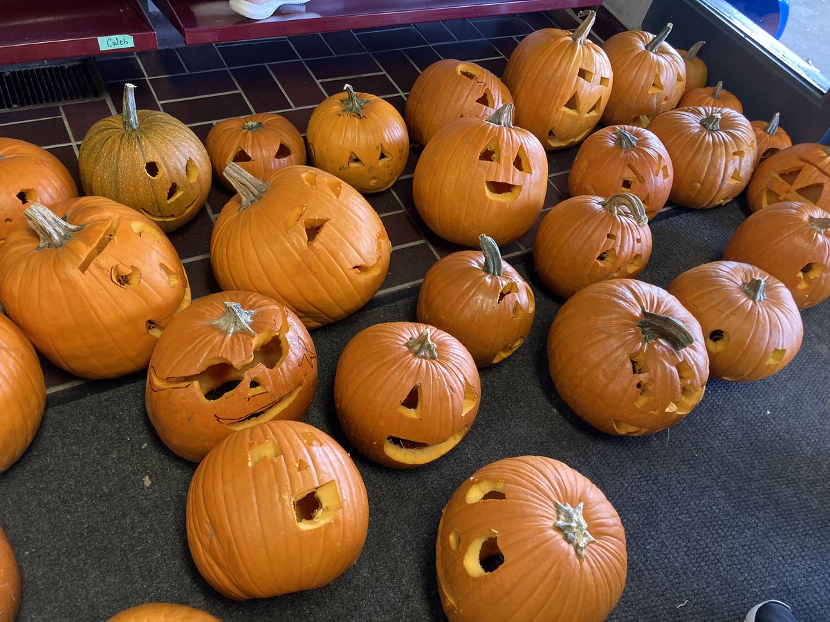 Pumpkin carving and delivery day. Thank you parents and volunteers for your help today. #IgniteMinds #kindlehearts