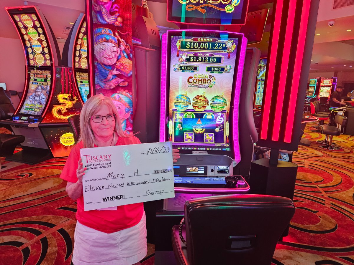 TuscanyCasino's tweet photo. Congratulations to Mary from Texas! ๐ค She's taking home $11,951. ๐ Sign up with our Player's Club today to become a DaVinci Rewards Member! #TuscanyLV #TuscanyCasino #jackpot #DavinciRewards #winner #luckylocal https://t.co/2ghP7cgtrf