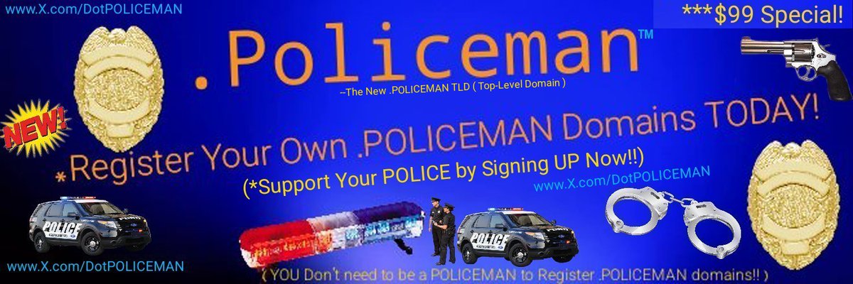 DOTPOLICEMAN's tweet image. ***You can now Sign-Up for your Own .POLICEMAN Domains on Namecheap or Porkbun Here: Namecheap.com/domains/regist…
(OR)
Porkbun.com/tld/POLICEMAN 

***You DON'T need to be a Policeman or in Law Enforcement to SIGN-UP! 
 *Anybody can Sign-Up to show  SUPPORT!!!!! ***

#Police #policemen