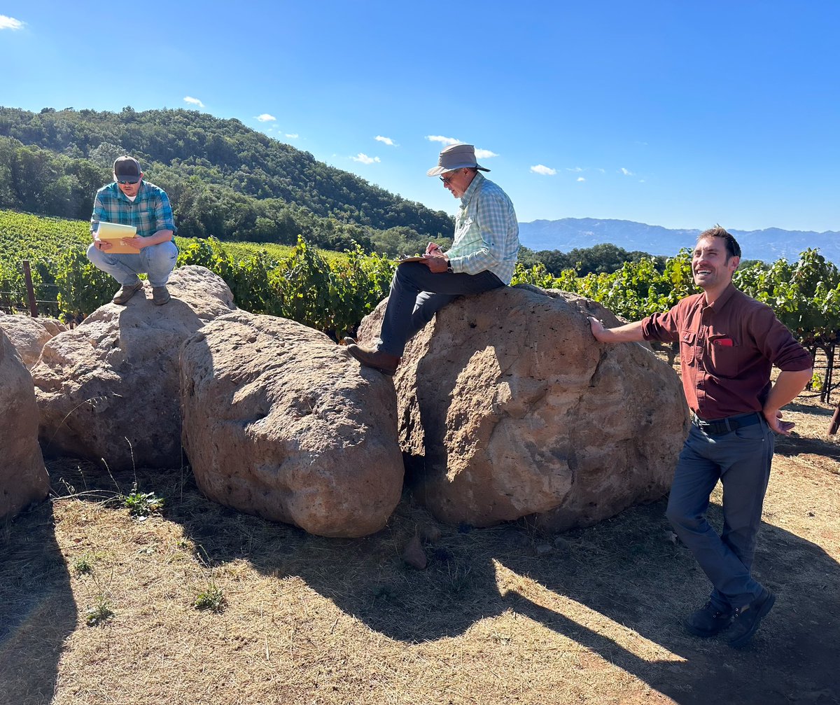 Team meeting on the boulders to game plan the last few days of harvest on Pritchard Hill. It’s been a fast and furious harvest, but the quality is exceptional and we couldn’t be more excited! #prichardhill #chappellet #chappelletwinery #harvest2023 #chappelletvinyard #napacab