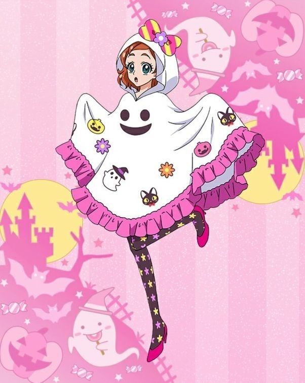 1girl ghost ghost costume pantyhose halloween solo pink footwear  illustration images
