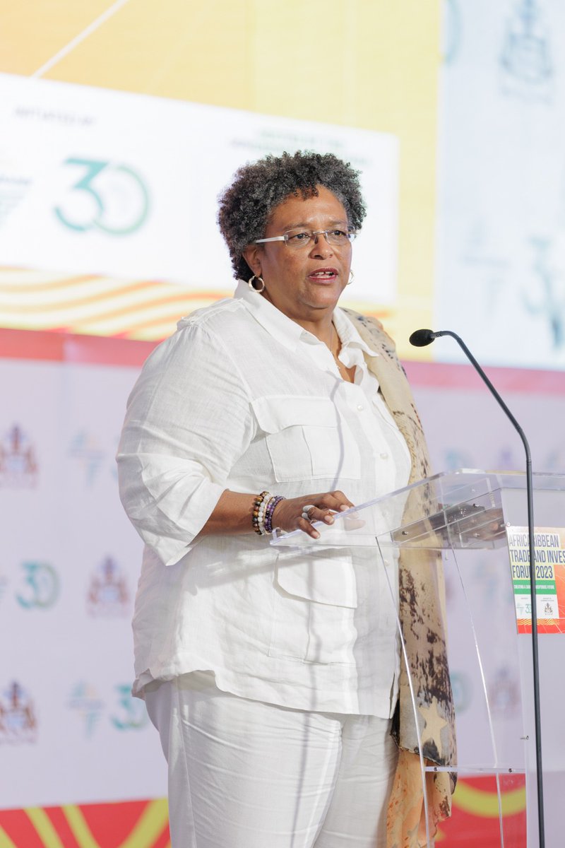 afreximbank's tweet photo. Hon. Mia Amor Mottley, S.C., M.P., Prime Minister of Barbados, also shared a keynote address this morning with all delegates, speakers and attendees of the #ACTIF_2023.
She emphasised that “13 months ago, we met in Bridgetown to be able to inaugurate the first AfriCaribbean Trade and Investment Forum, and the speed with which we have seen this move is really a testimony to the commitment that all of us have…the fraternity that binds us together and the solidarity with which we treat one another is one of the reasons why we have seen this level of progress and one of the reasons why we are seeing it in areas that matter to us.” #Afreximbank