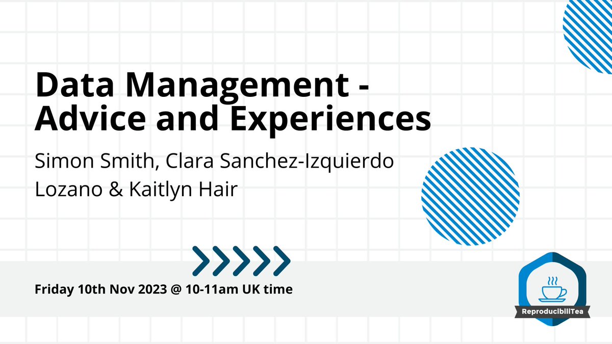 Join us on Friday 10th November between 10-11am to discuss all things data management! Simon Smith (Research Data Support Team) will give advice, followed by anecdotal experiences from Clara Sanchez-Izquierdo Lozano and Dr Kaitlyn Hair. 

Eventbrite link: eventbrite.co.uk/e/edinburgh-re…