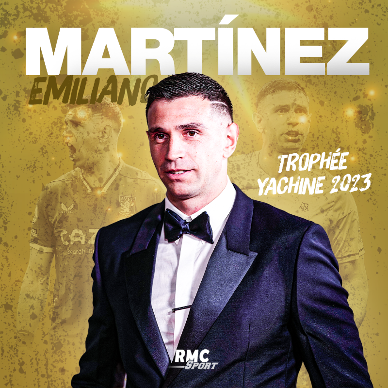 RMCsport's tweet photo. 🟡 Emiliano Martinez remporte le trophée Yachine, récompensant le meilleur gardien du monde. Le portier de l'équipe d'Argentine et d'Aston Villa succède à Thibaut Courtois.