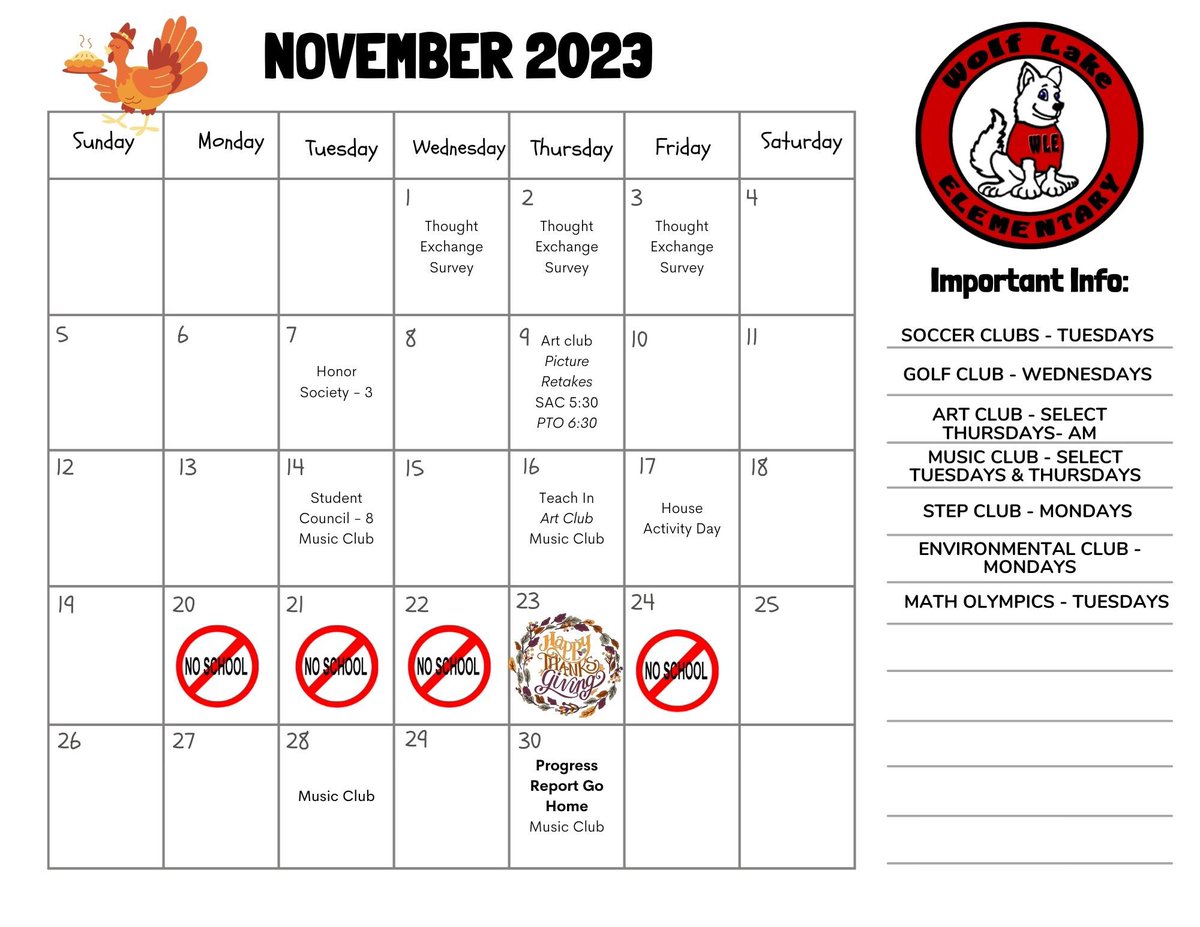 Here is our November calendar