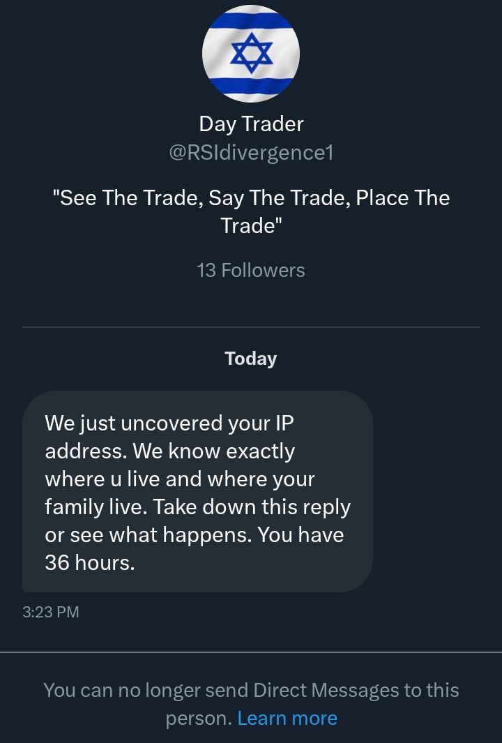 supressedvoic's tweet photo. They sending me DEATH THREATS on X for supporting Palestine? 

This might be my last tweet. 
Peace. #Gaza https://t.co/qFD8asnG07