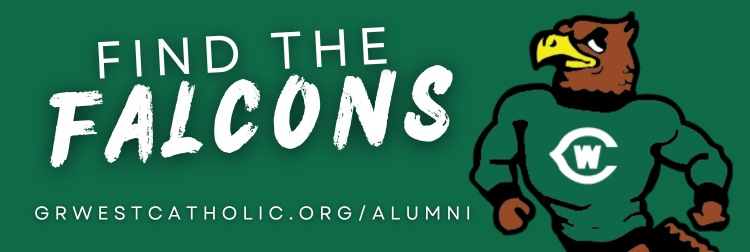 GRWestCatholic's tweet image. Help us in our goal to Find the Falcons! We want to connect or reconnect with ALL West Catholic alumni as we get ready to celebrate our 60th graduating class. WC grads can go to grwestcatholic.org/alumni to update their info. Be sure to spread the word and help us Find the Falcons!