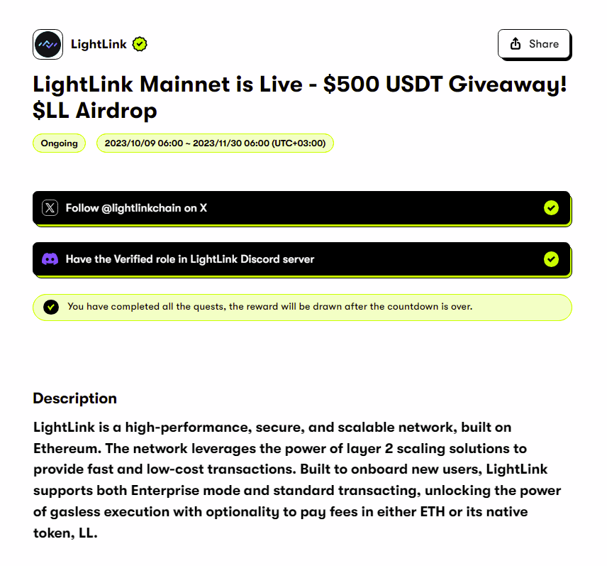 dropiers's tweet photo. 📌@lightlinkchain #Airdrop
•Rastgele kişi başı:
🎁10 kişi $50 USDT kazanacak.
📍Katılım👉https://t.co/i5Ly9zdJ6s
📅Son gün: 30 Kasım
#Dropiers #Giveaway #borsa #Cekilis #dolar #Bitcoin #DolarTL #usdtry #binance https://t.co/ASLIGPDMSu