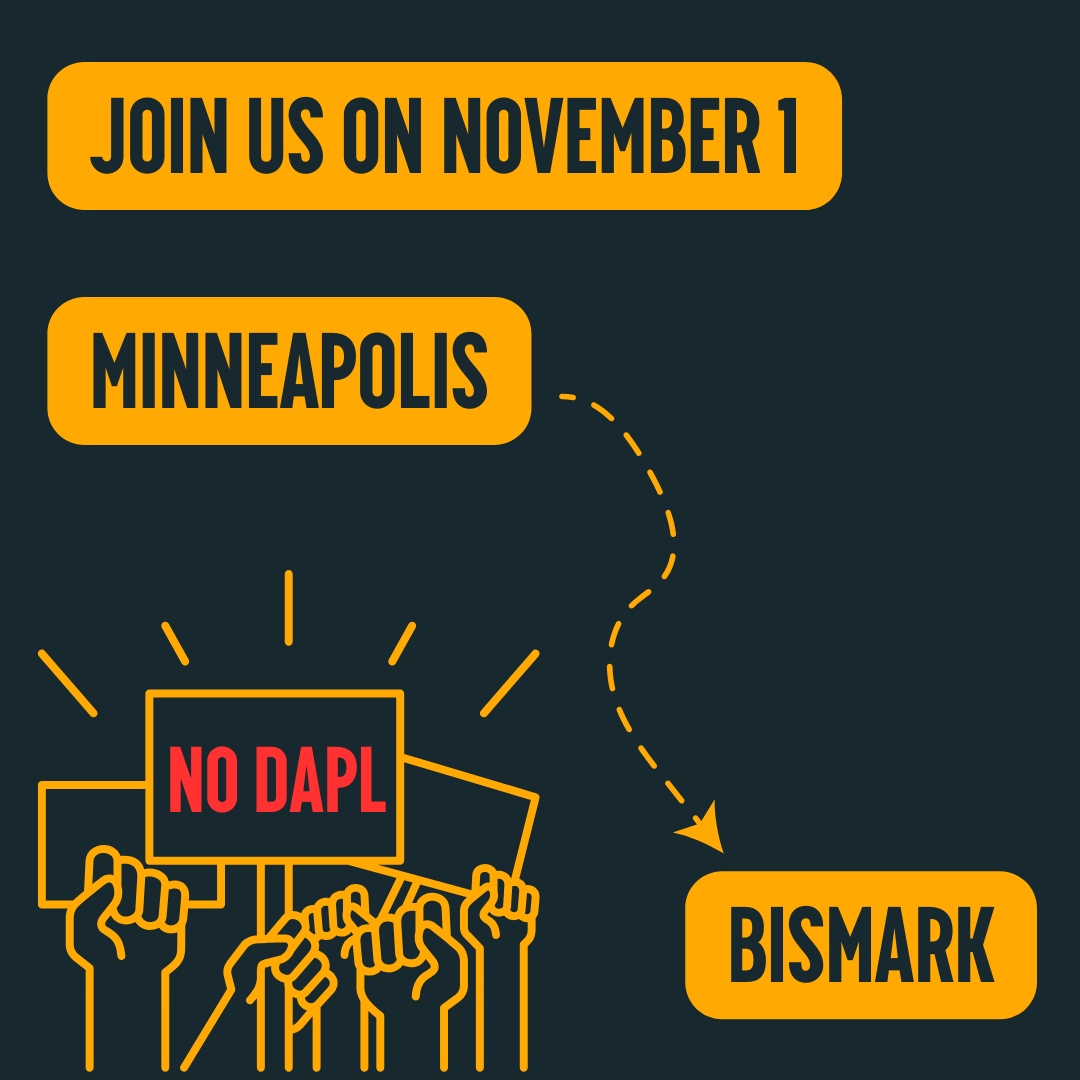 MN350Action's tweet image. Our friends in the ongoing NoDAPL fight have invited allies to show up, speak out, and be heard! Join us on November 1 to show up powerfully for Standing Rock and continue to speak out against DAPL. #NoDAPL

Learn more and reserve your seat here! bit.ly/3SjgsNB