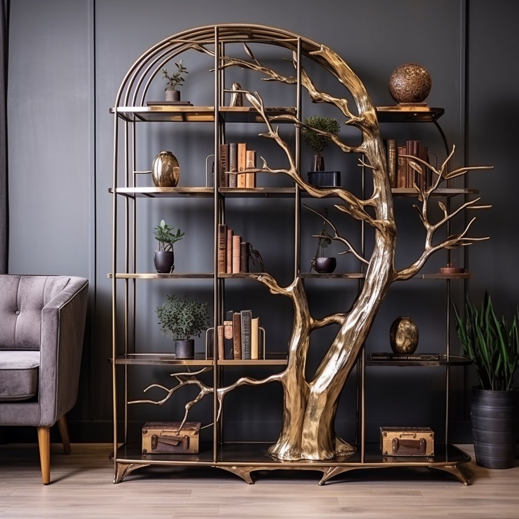 DanHackle's tweet photo. A couple of bookshelves #interiordesign #interiordecor #midjourney https://t.co/OZbtoyLw26