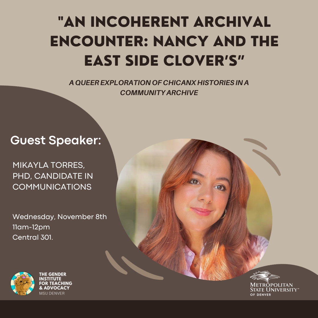 Join us next week, November 8th, for a queer exploration of Chicanx histories in a community archive with guest speaker Mikayla Torres! 11am-12pm located in Central 301✨
