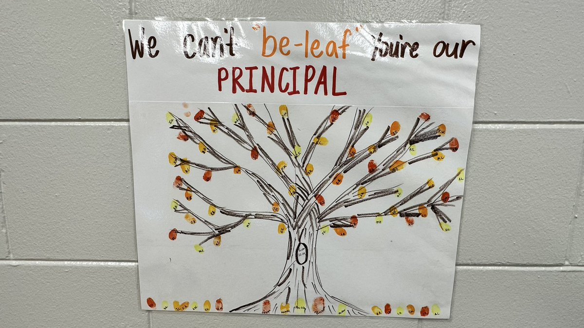 We can't 'be-leaf' how we 
are 'falling' head over heels because it's  🍃🍂🍁🍁#NationalPrincipalsMonth   and we would like to recognize our Kingswood principal Carmen Sheffield for her leadership in helping every minute matter as we prepare students for life.