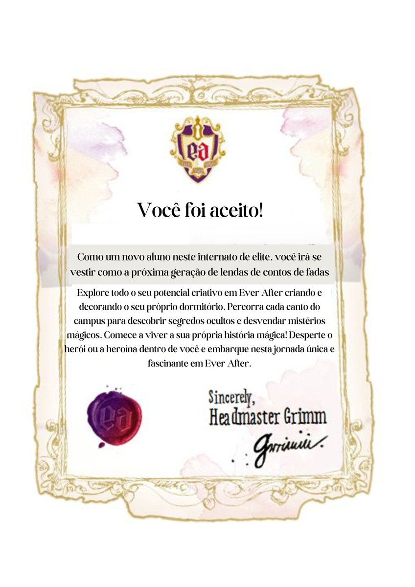 EAHBASERP's tweet image. ♡》Você já sonhou em estudar em uma escola onde contos de fadas ganham vida e você pode ser o herói da sua própria história? Agora, essa chance está ao seu alcance! Bem-vindo a um RPG inspirado no mágico universo de Ever After High.

⚠️》Apenas aceitamos shapes de Kpop!