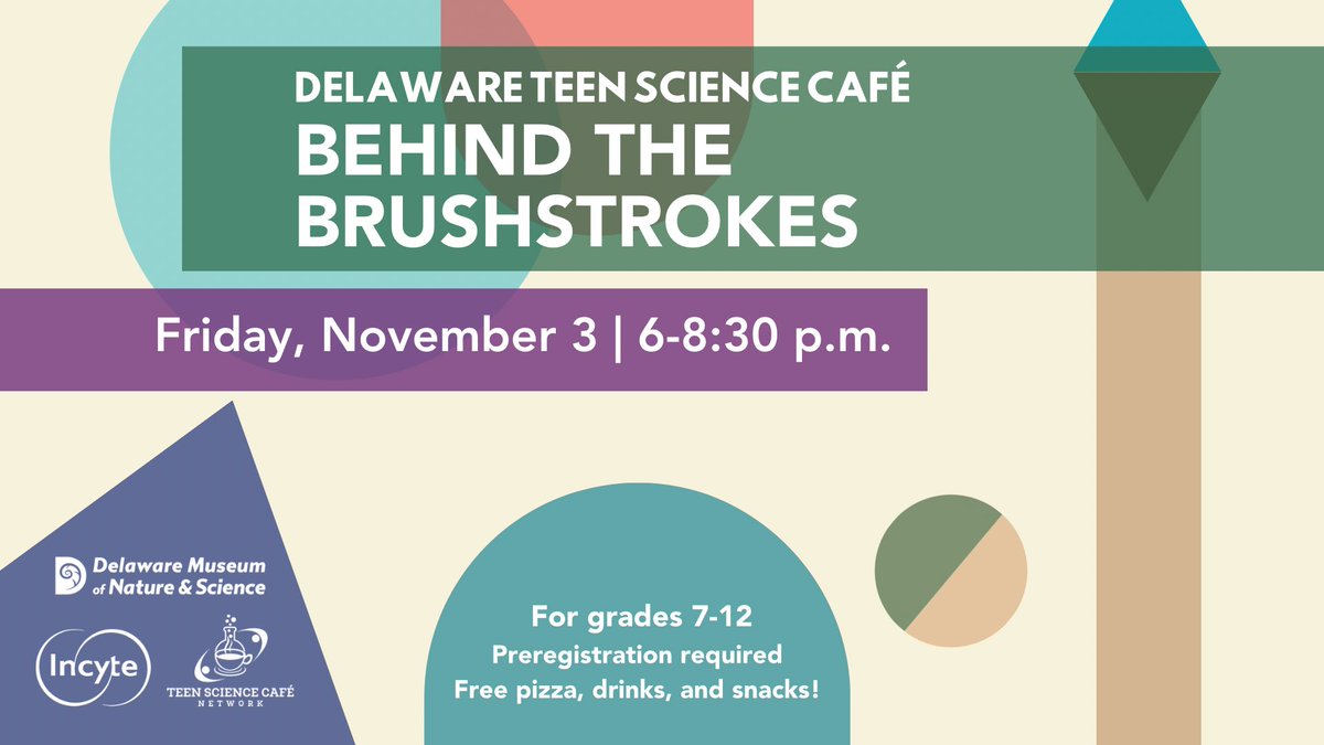 Delaware Museum of Nature & Science (@delmnh) on Twitter photo Delaware Teen Science Cafe Friday November 3, 6pm: Behind the Brushstrokes.
Guest speaker Madeline Hagerman, Director, Undergraduate Art Conservation Program and Assistant Professor, University of Delaware. delmns.org/event/delaware… <a href="/TeenScienceCafe/">Teen Science Café</a> Delaware Teen Science Cafe Friday November 3, 6pm: Behind the Brushstrokes.
Guest speaker Madeline Hagerman, Director, Undergraduate Art Conservation Program and Assistant Professor, University of Delaware. delmns.org/event/delaware… <a href="/TeenScienceCafe/">Teen Science Café</a>