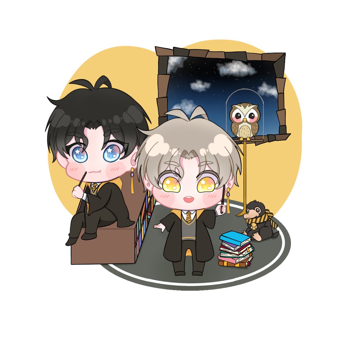 Lykos &amp; Lucas 『 Hogwarts 』🧙🏻‍♂️💫

Halloween ปีนี้ 🎃👻🍭ー บ้านฮัฟเฟิลพัฟมีพี่น้องฝาแฝดย้ายเข้ามาใหม่ด้วย เห็นบอกว่าเป็นเจ้าของฟาร์มกันทั้งคู่ 🫣🤍🤍

#LykosFrame