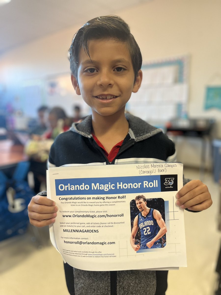 Jackie Baer (@jackielbaer) on Twitter photo Thanks <a href="/OrlandoMagic/">Orlando Magic</a> for rewarding our honor roll students at <a href="/MGES_OCPS/">MillenniaGardensOCPS</a>
CONGRATS to Jayceon and Nicolas from Miss Baer’s class! Thanks <a href="/OrlandoMagic/">Orlando Magic</a> for rewarding our honor roll students at <a href="/MGES_OCPS/">MillenniaGardensOCPS</a>
CONGRATS to Jayceon and Nicolas from Miss Baer’s class!