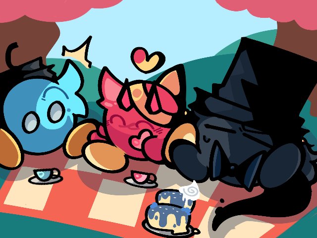 Jupcherry's tweet photo. @Blacksirzn 's drawing @Gaby4446  in a picnic Xdd https://t.co/EbWI59LNzV
