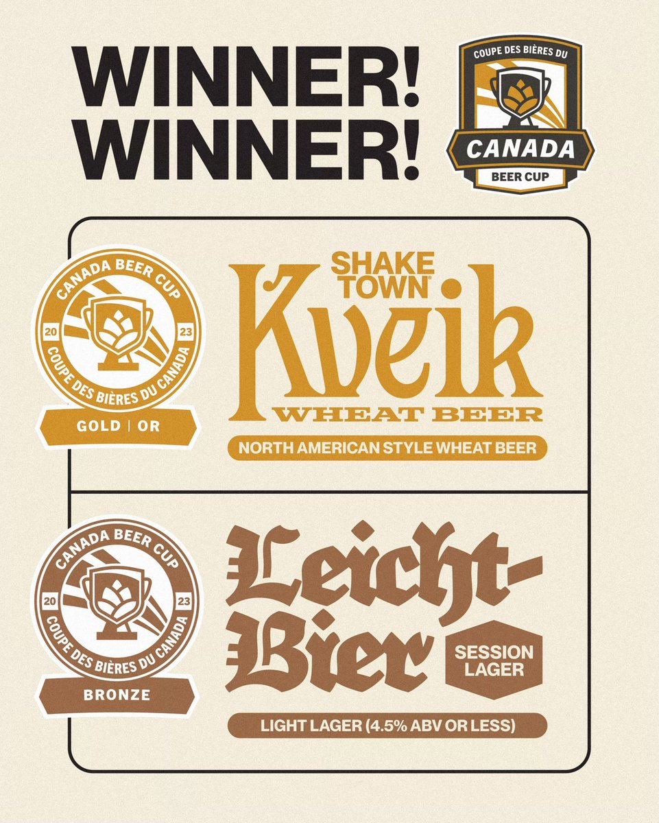 Shaketown Brewing (@shaketownbeer) on Twitter photo So happy to be honoured <a href="/canadabeercup/">canadabeercup</a> last week!
It’s great to see the Kveik Wheat kicking ass. It’s the first medal for it, and well deserved. Big kudos to Dave - someone buy him a beer! So happy to be honoured <a href="/canadabeercup/">canadabeercup</a> last week!
It’s great to see the Kveik Wheat kicking ass. It’s the first medal for it, and well deserved. Big kudos to Dave - someone buy him a beer!