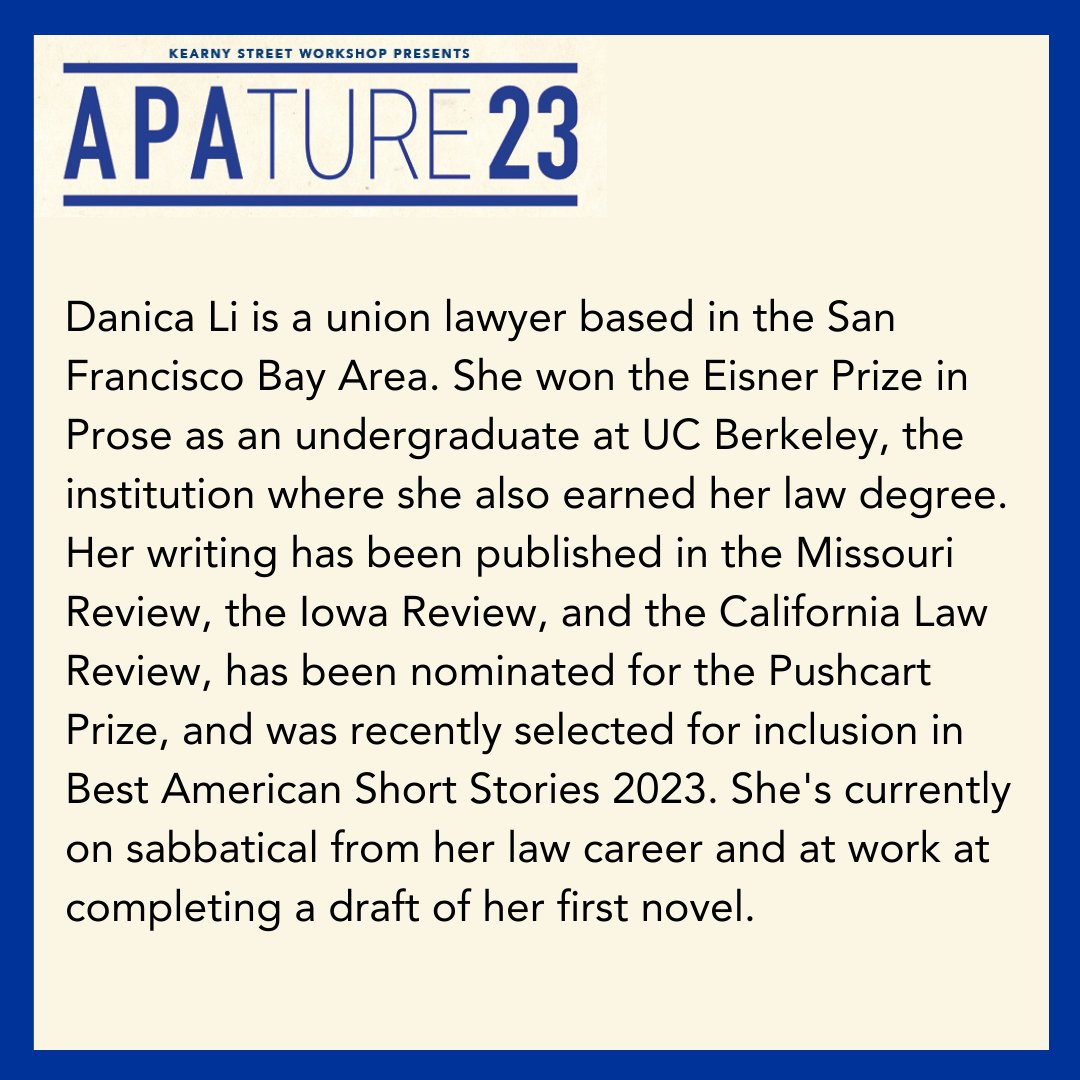 Our next showcase for Seeking Home, APAture's literary arts showcase saw her work recently selected as part of the Best American Short Stories series for 2023. Come see Danica Li, read this Wednesday at 7pm. Tix available at the link in bio!