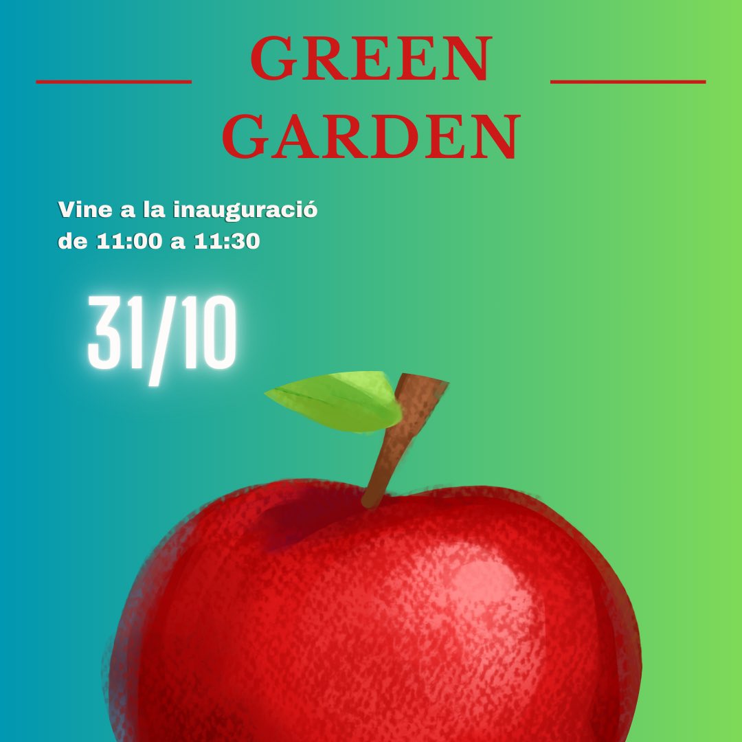 Inslessalines's tweet photo. Demà inaugurem el Green Garden, un projecte intercicles amb la finalitat de donar a conèixer la tasca de l´alumnat amb una conscienciació de la importància que té el menjar saludable dintre d´un mon ja clarament dirigit per les ODS. #FP #PFI #IFE #FormemProfessionals #elprateduca https://t.co/PhaGSCf4a3