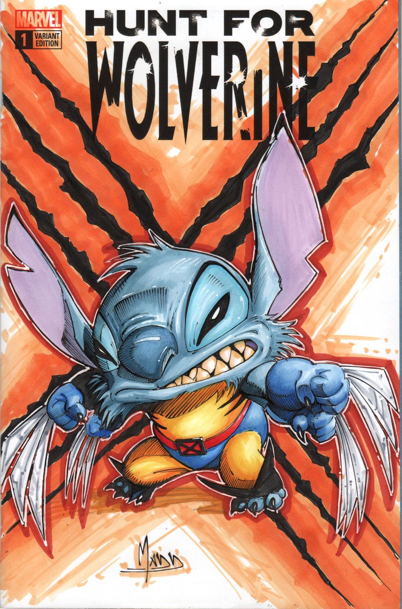 Sticherine is ready!!! I'm the best at what I do,  and what I do best ain't to nice, Bub. #Wolverine #stitch #liloandstitch #disney #marvel #claws #snikt #bestatwhatido #yellowandblue #bub #canada #canadian #copic #gonemadd