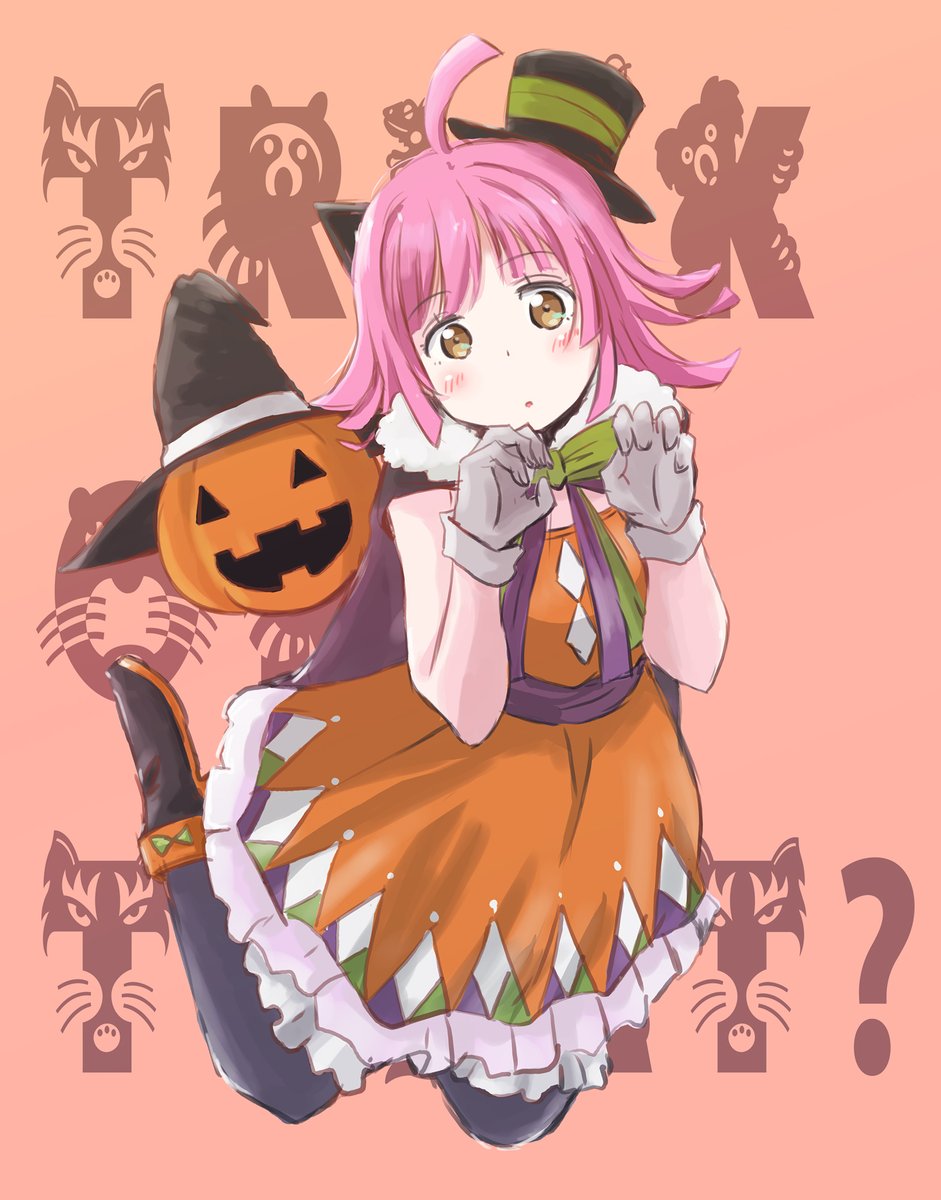 tennouji rina 1girl hat pink hair ahoge yellow eyes dress gloves  illustration images