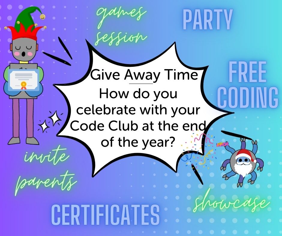 CodeClubAus's tweet photo. We woud love to hear how you celebrate the end of the year with your Code Club! Comment below and you will be in the running to win an end of year pack for your coders that includes Code Club wireless mice, notepads, pens, stickers and slapband USBs. We have 5 packs to give away! https://t.co/iPadSHKf75