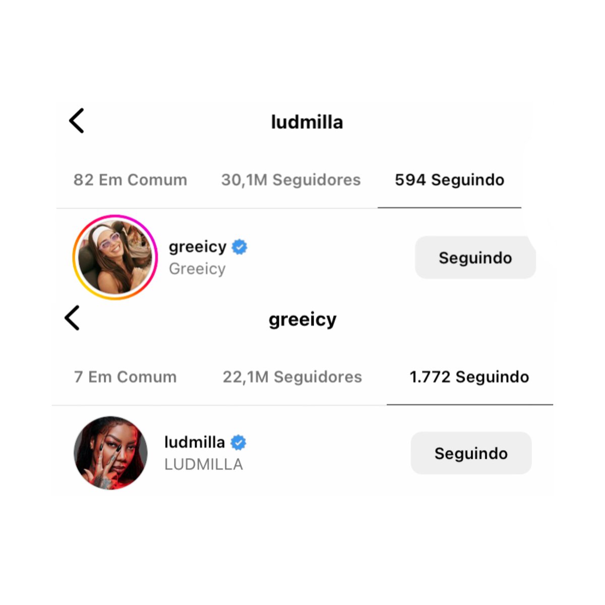 LUDMILLA e a cantora colombiana Greeicy  começaram a se seguir no Instagram 👀🔥