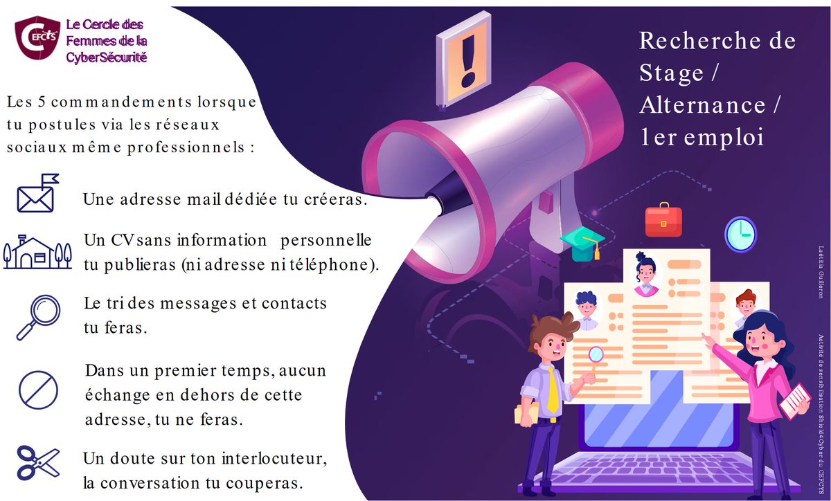En ces derniers jours du #Cybermois, le #shield4cyber du <a href="/CEFCYS_Officiel/">CEFCYS</a> est heureux de vous présenter sa nouvelle sensibilisation aux données personnelles pour les jeunes et adultes en recherche de #stage, l’#alternance ou d’un nouvel #emploi.