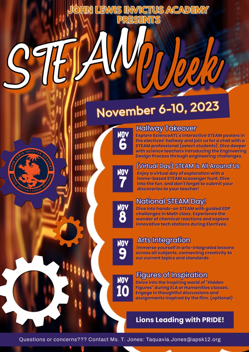 JLIA_STEAM's tweet photo. We're excited to announce that we are gearing up for STEAM Week @JLewisInvictus! This is our special week to dive deep into Science, Technology, Engineering, Arts, and Math, and we're eager to see our scholars engage and be inspired. 

One day was not enough! 🧡💙 https://t.co/cESk7eYgp0