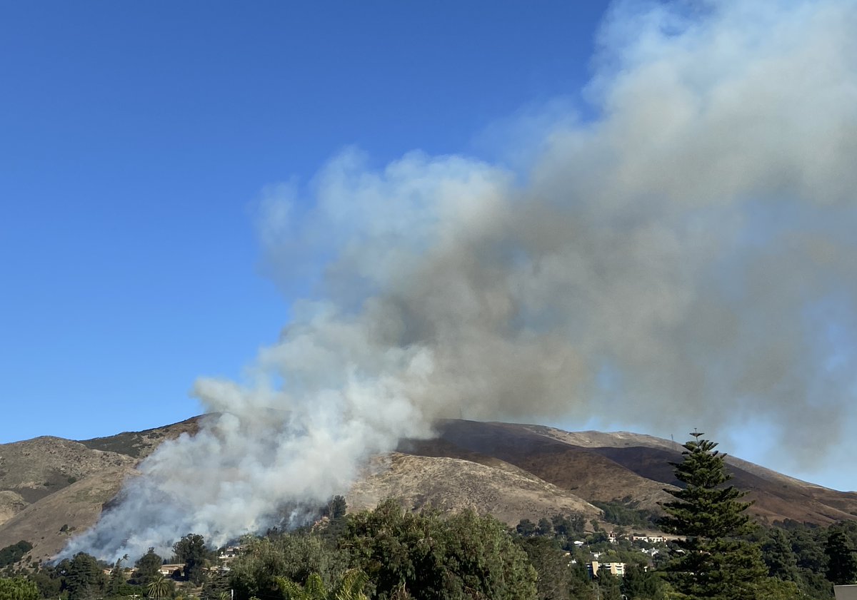 Please be advised that units are on scene of a vegetation fire near San Luis Obispo high school. The fire is moving south southeast. #LizzieIC