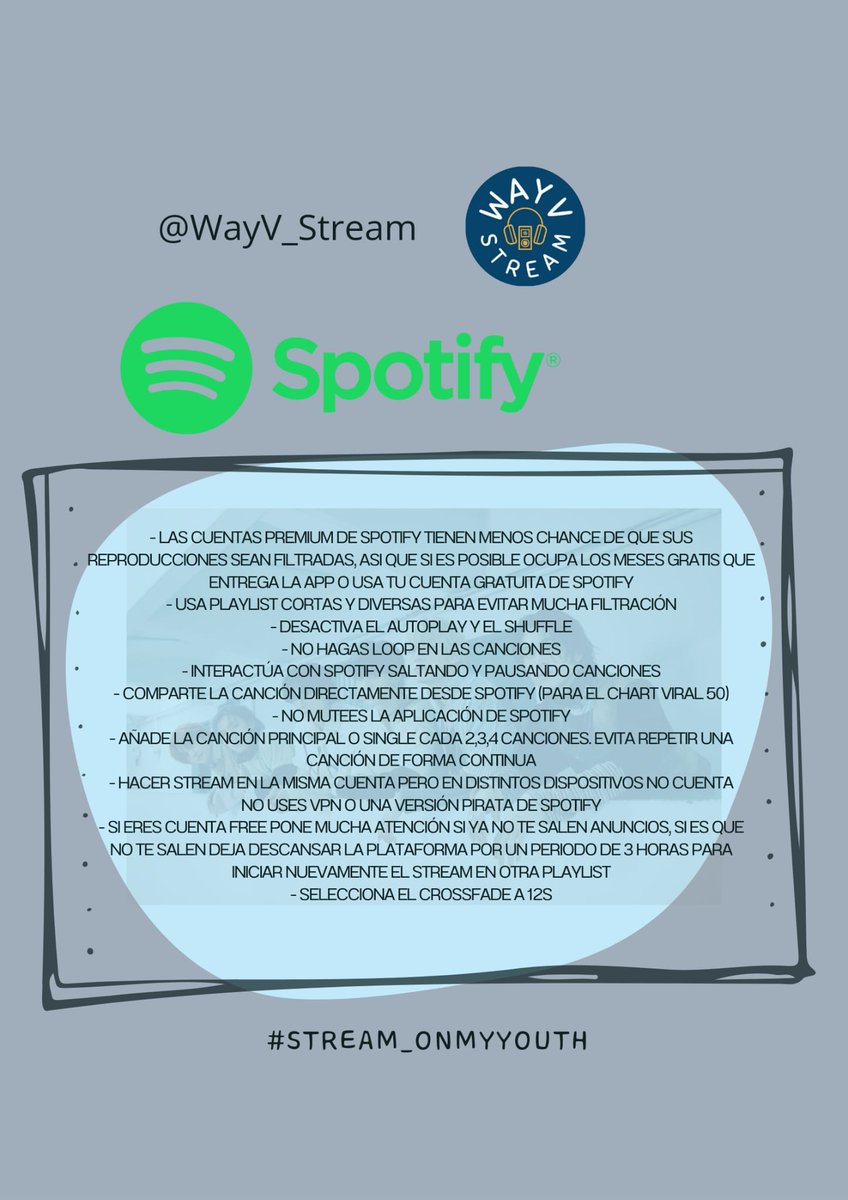 WayV_Stream's tweet image. Guías de stream en YouTube, Spotify, Apple Music, Shazam, Deezer, QQ Music y Bilibili para 'ON MY YOUTH' 🩵

¡Prepárate con todo el ánimo para darle la bienvenida al nuevo álbum de #WAYV 🎉!

⏳ 2023.11.01 | 6PM KST 

@WayV_official #WayV_OnMyYouth