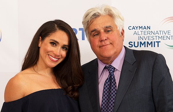 KayRoss96's tweet photo. Meghan and Jay Leno at the 2016 Cayman Alternative Investment Summit #SheWasAlwaysRoyal https://t.co/6RlN00oVOK