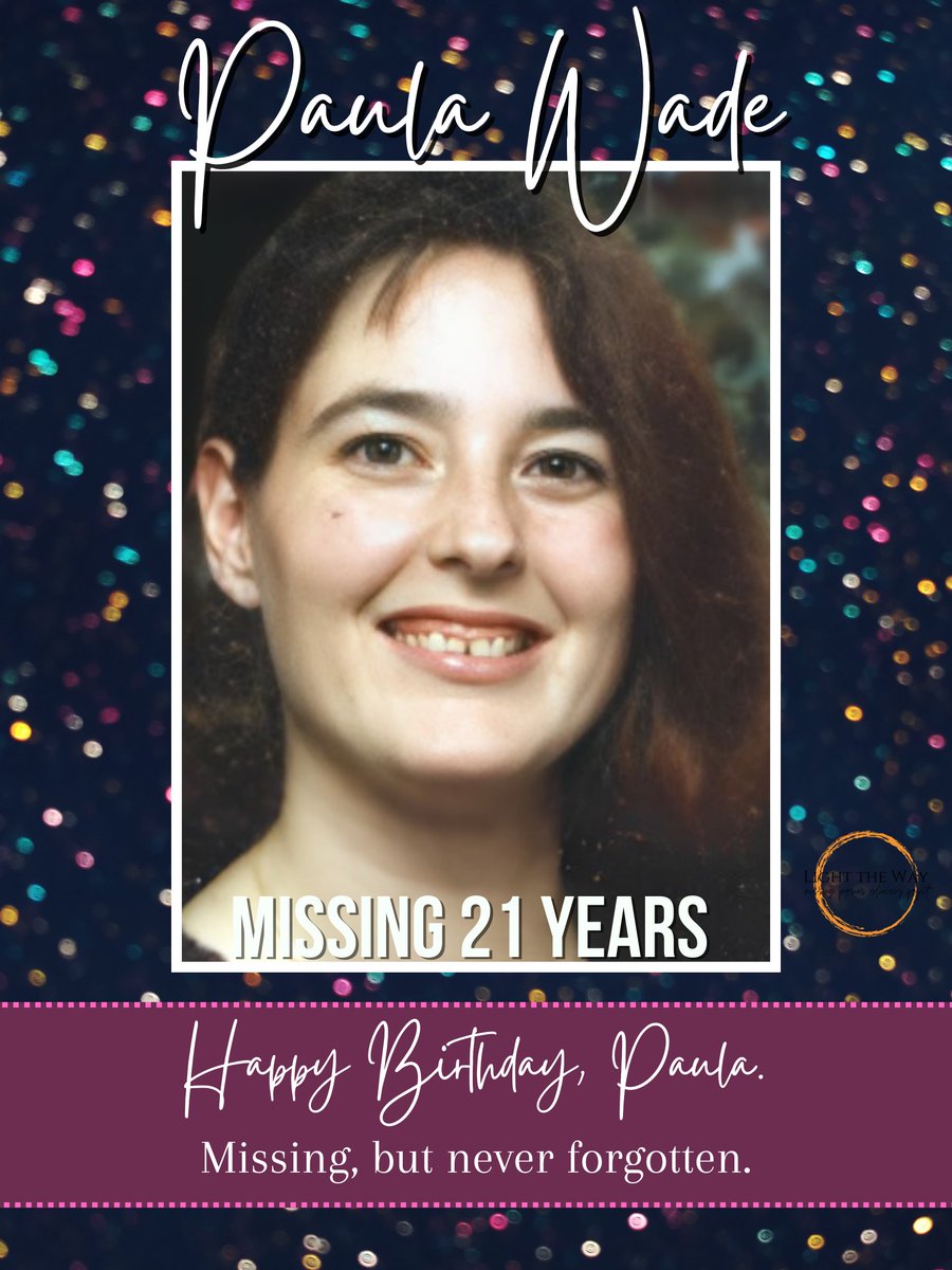 Happy Birthday to #PaulaWade who turns 47 today. Sadly, Paula has been #missing since October 13, 2002, along with her son Brandon.

You can learn more about Paula and Brandon's story at the link below 💛
paulawade.com

#FindPaulaAndBrandonWade