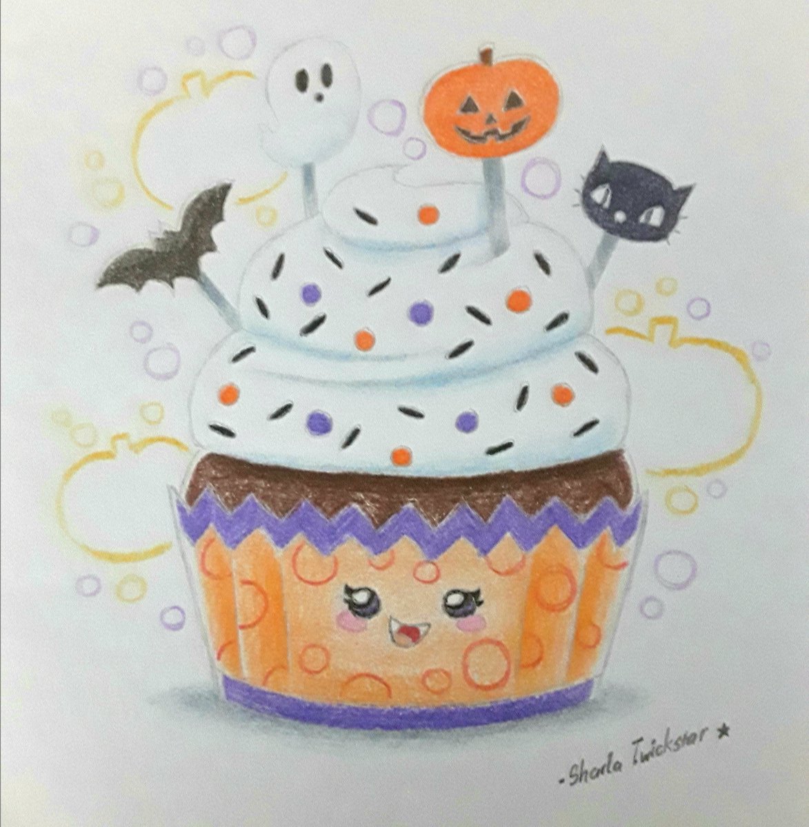JesseFanSharla1's tweet photo. 🎃🌟Sharla Twickstar's Halloween Artworks🌟🎃 | @JesseFanSharla1
#Halloween2023 #cupcakedesign #ghosts #BlackCats #artworks https://t.co/kmgEej0kZy