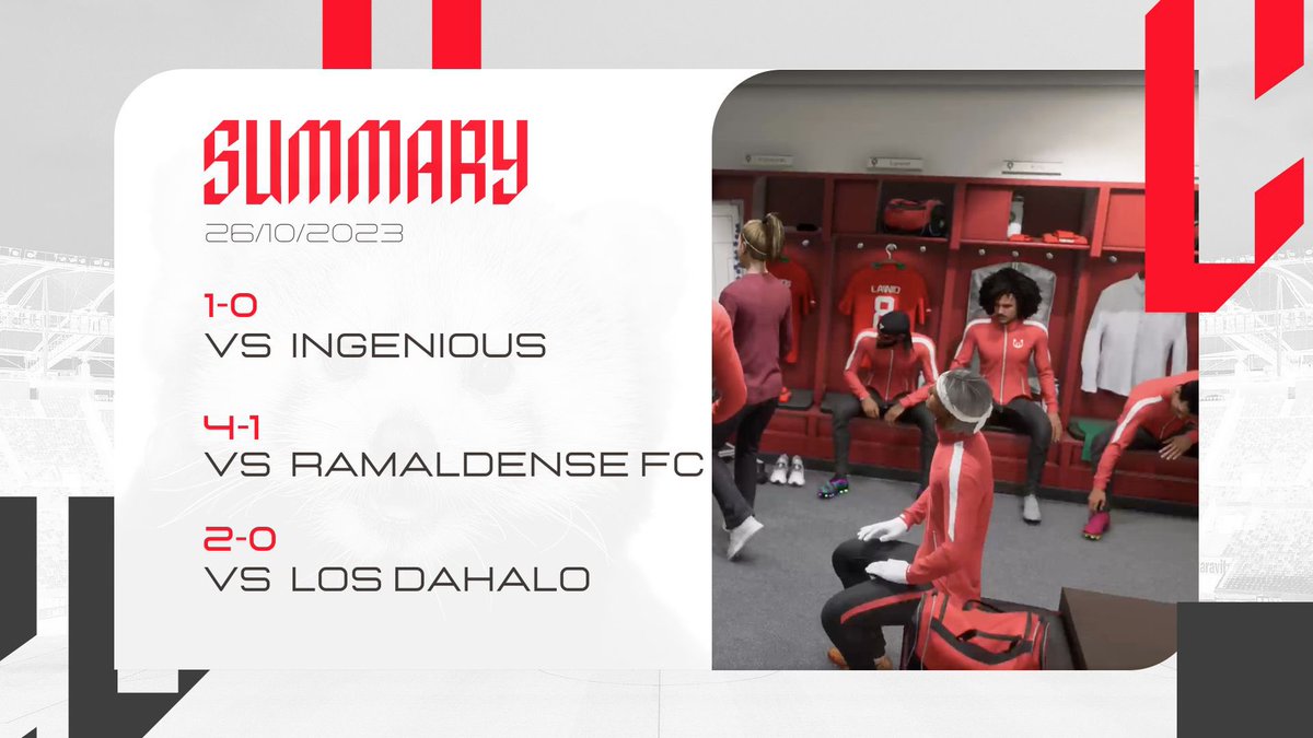 RESULTS 🏆

FULL WIN ✅✅✅

🏆| <a href="/VPGPremier/">VPG Esports Premier</a> 

1-0 🆚 @IngeniousFIFA 🏴󠁧󠁢󠁥󠁮󠁧󠁿 ✅
4-1 🆚 <a href="/RamaldenseSport/">Ramaldense FC eSports</a> 🇵🇹 ✅

🏆| <a href="/SwissVPG/">VPG Switzerland 🇨🇭</a> 

2-0 🆚 <a href="/LOS_DAHALO/">FT DAHALO 🟢⚫️</a> 🇫🇷 ✅

Une belle entrée en matière pour nos joueurs en VPG 🇪🇺  et une victoire qui fait du bien en VPG 🇨🇭