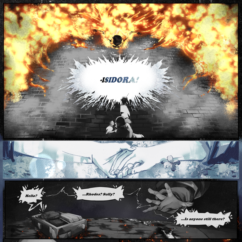 arnamantle's tweet photo. To celebrate the apex of spooky season, and the last 48 hours of BURNAWAY's Kickstarter, we've got the conclusion to the first part of our promo comic, masterfully arted by @kcrossvinea and worded by @elevatorlich ! Click thru for the full scene!