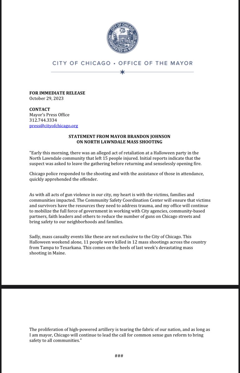 PaulVallas's tweet photo. Mayor’s delayed response to city’s (and nation leading) 31st mass shooting is inadequate. Telling us mass shootings “are not exclusive” and pleading to remove guns off the streets deflects responsibility by dismissively contextualizing them as a national phenomenon. https://t.co/j6OdgmkVtJ