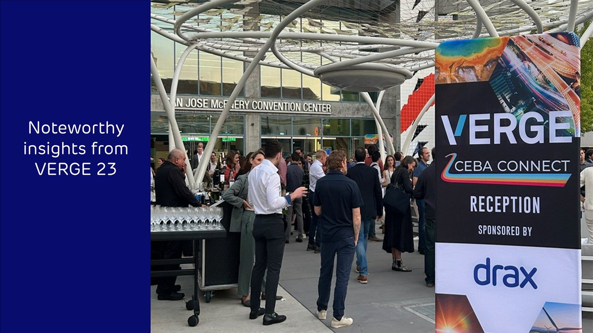 DraxGroupUS's tweet photo. #VERGE23 was energizing ⚡

Key takeaways included:
💡 Renewable power solutions need to rapidly achieve massive scale 
💡 By 2030, #AI could contribute 5-10% of emissions reductions 
💡 We need to grow confidence in high-quality carbon credits

What were your top highlights? https://t.co/CRp9e3M2kY