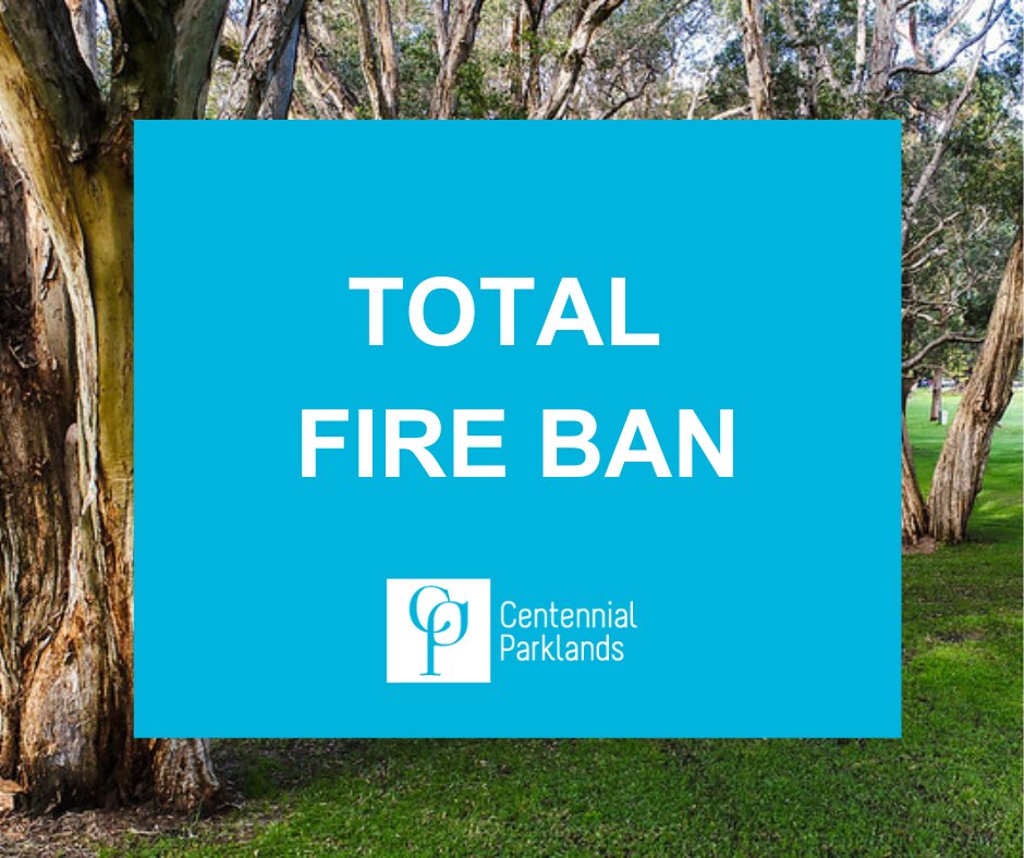 CentParklands's tweet photo. NSW Rural Fire Service has issued a TOTAL FIRE BAN for Greater Sydney on Tuesday 31 October 2023. This means no fires in the parklands including coal, wood and gas fire BBQs. All fire permits are suspended. Report fires quickly by calling 000. https://t.co/3Lflia4ef2 https://t.co/gGOvH66EiK