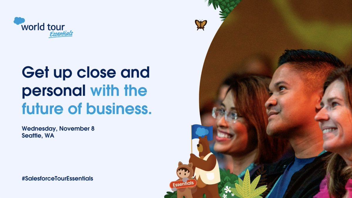 tphaslett's tweet photo. Hey Trailblazers! Join me at #SalesforceTourEssentials Seattle to chat with AI experts and connect with your industry peers! Register now for our free event: https://t.co/xxMdoR2SL4 https://t.co/ILmy1nbzpa