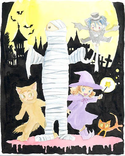 お家では何もできないけど、せめてハッピーハロウィン な感じの絵を。