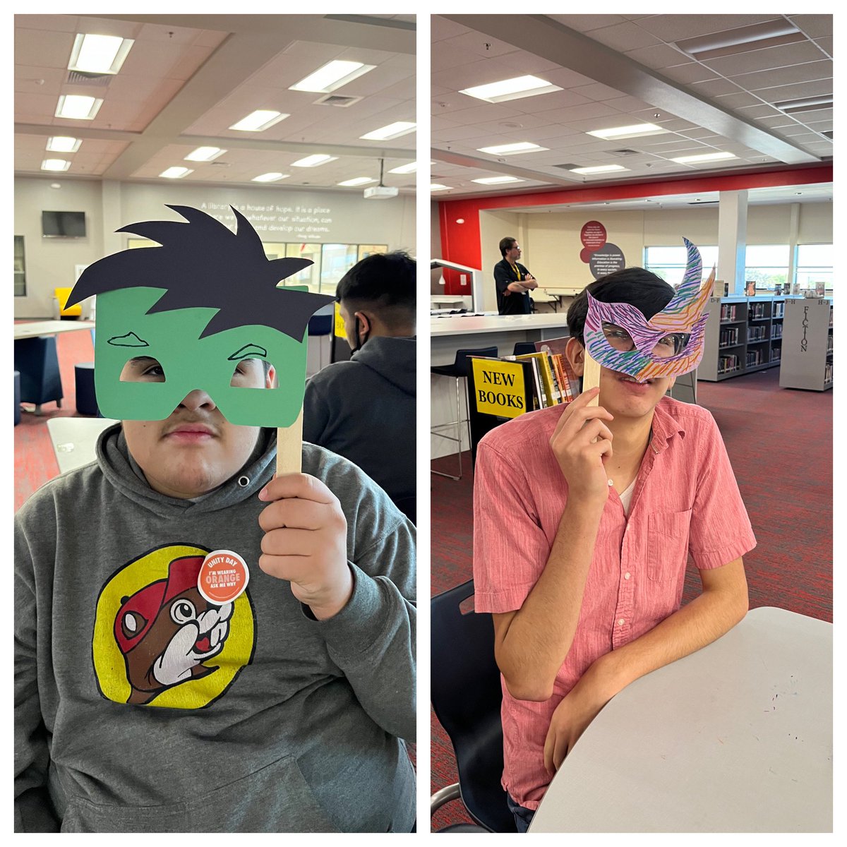 TaftHSLibrary's tweet image. Late post from last week: ALE Students learned about the origins of Halloween and the different traditions that are part of the holiday, and they ended by making their own masks!

#raiderslibrary 
@NISDLib